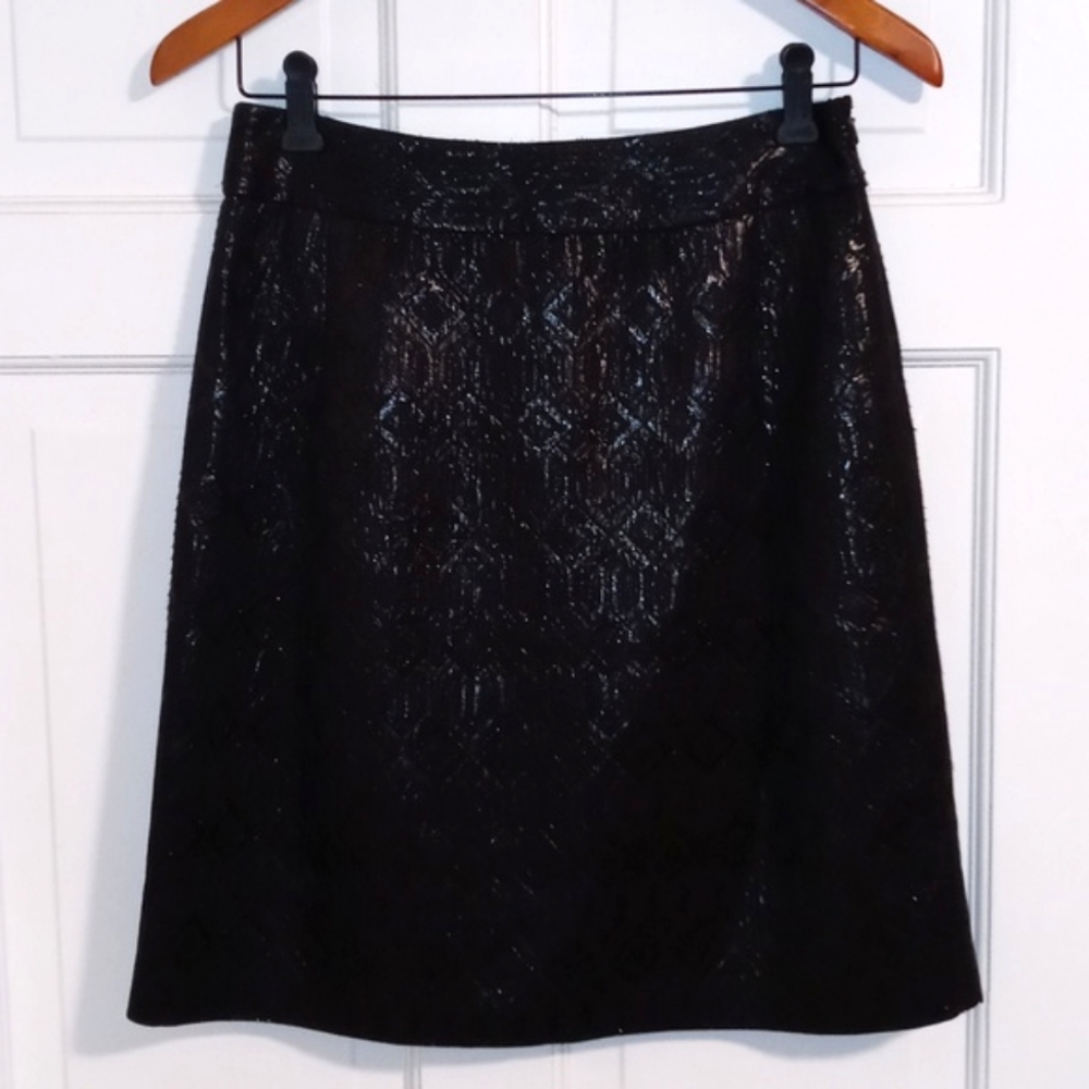 🖤Tory Burch🖤 - Siri Black Metallic Shimmer Geometric Diamond Print Skirt